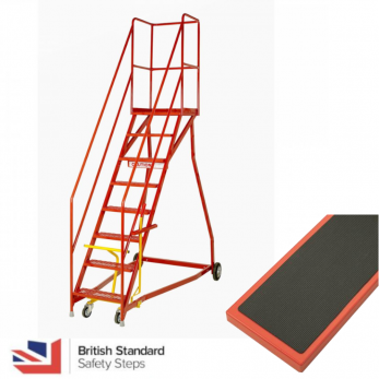 Steptek Quality Heavy Duty Warehouse Ladders Wide Base - BS EN 131 Certified  - Ribbed Rubber Tread Warehouse Ladder