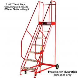 Steptek Quality Red Warehouse Ladders - 2960x850x1760 - S143 - Punched Metal Treads