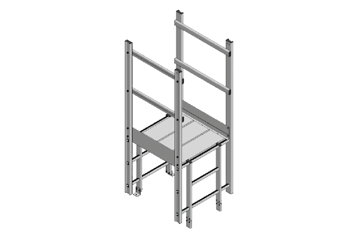 Aluminium Vertical Access Cat Ladder Kits - Parapet Crossover Warehouse Ladder